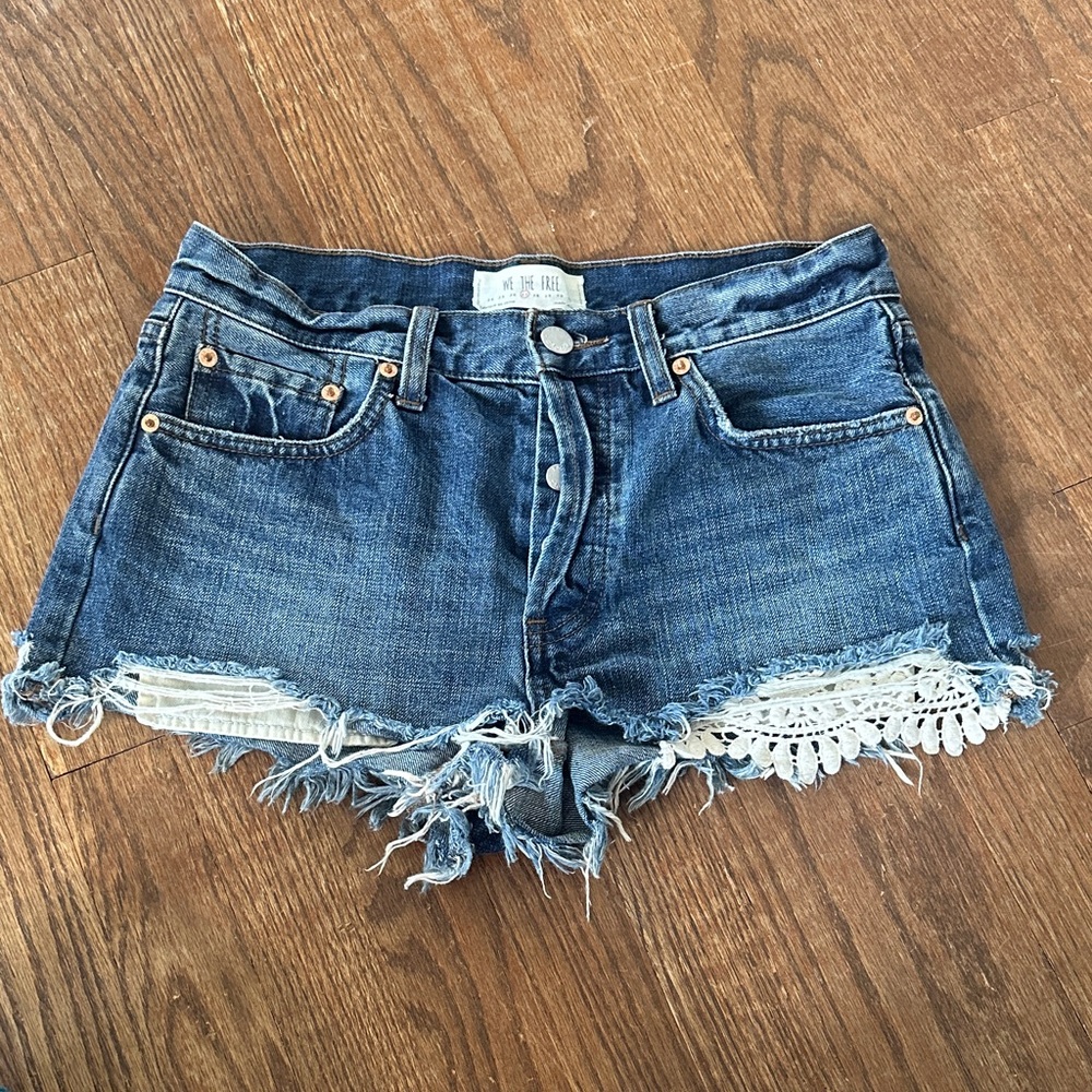 We The Free Distressed Blue Jean Shorts